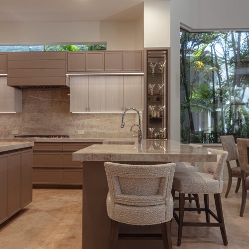 Peninsula with Custom Built Glass Unit